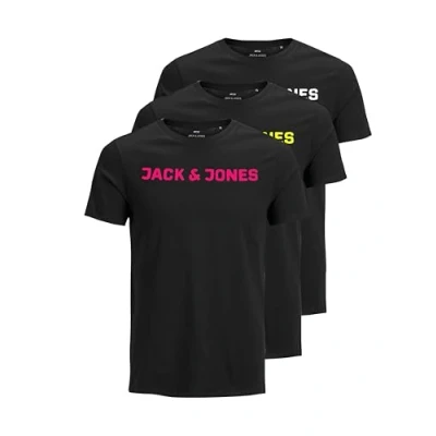 Imagen de JACK &amp; JONES Camiseta para hombre con estampado, cuello redondo y logotipo de JJECORP Tee SS, en paquete ahorro, XL
