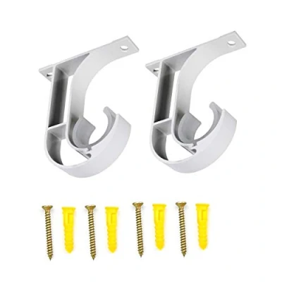 Imagen de 2pcs Soporte de Barra Cortina, Soportes Metal para Armario, en Forma U, Techo Cortina y con 4 Tornillos, Blanco