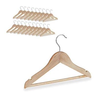 Imagen de Relaxdays Pack 20 Perchas Infantiles con Gancho Giratorio, Madera, Marrón Natural, 19,5 x 30,5 1 cm