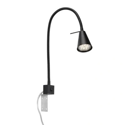 Imagen de BRILONER Leuchten Lámpara de cama LED, con brazo flexible, interruptor encendido y apagado, 4 vatios, 400 lúmenes, 3000 Kelvin, negro
