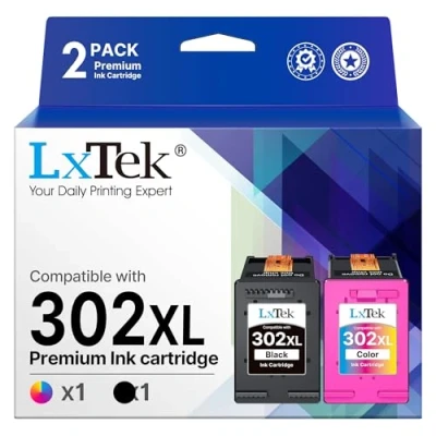 Imagen de LxTek Tinta 302XL Negro y Tricolor Compatible para HP 302 XL Cartuchos Envy 4525 4527 4520 Officejet 3831 3830 5230 5220 DeskJet 3630 2130 3636 Cartucho