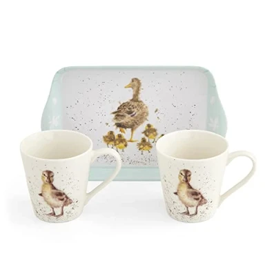Imagen de Portmeirion Home &amp; Gifts Wrendale Designs Lovely Mum Duck Ducklings Juego de taza y bandeja cerámica por Royal Worcester, multicolor (X0011659124)