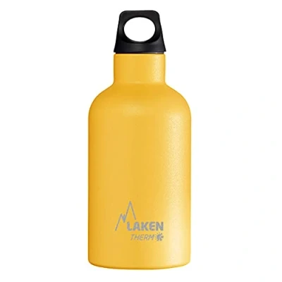 Imagen de Botella Térmica de Acero Inoxidable Doble Pared Aislada al Vacío Laken (0,35L Amarillo) Para Niños y Adultos/Para Gimnasio Deportes Resistente Duradera