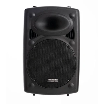 Imagen de DYNASONIC Dynapro 12’ (Segunda Generación) Altavoz portátil Sistema Audio Profesional Potencia 700W USB Bluetooth Radio FM Micrófonos, Negro Soporte para Dispositivos movil y Tablet