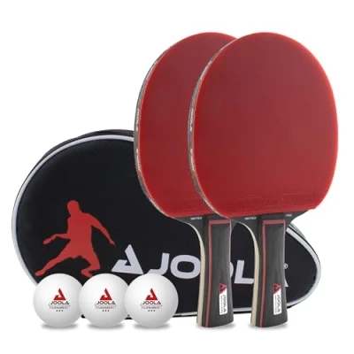 Imagen de JOOLA Set Duo Pro 2 Raquetas 3 Pelotas de Ping Pong + Funda Protectora, Rojo y Negro, 6 Piezas
