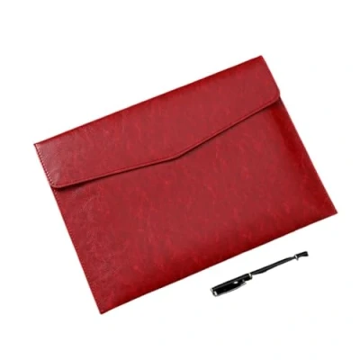 Imagen de Carpeta de cuero PU Leather A4 Data File Bag Business Office Bag(Red)