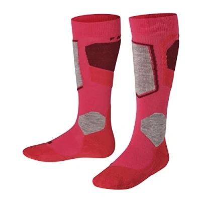 Imagen de FALKE SK4 Advanced K KH lana hilo funcional calida fino 1 par, Calcetines de esquí Unisex niños, Rojo (Rose 8680), 35 38