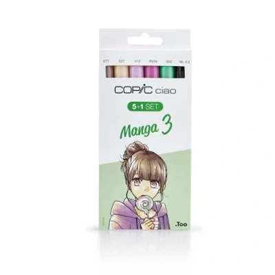 Imagen de Copic Ciao Juego de rotuladores (5 unidades, doble punta, incluye rotulador punta fina 0,3 mm), tonos brillantes