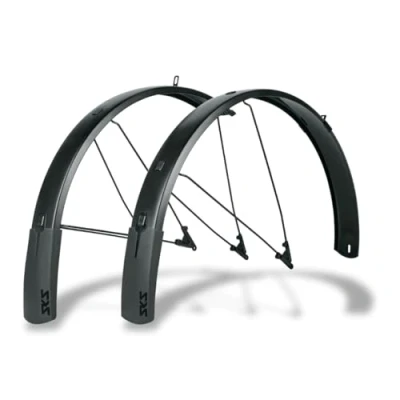 Imagen de SKS GERMANY BLUEMELS STYLE 27,5&quot; 29&quot; 75MM SET Juego de guardabarros (adaptador en V con sistema seguridad ESC, puntales dobles estables U, sólida construcción sándwich), Negro
