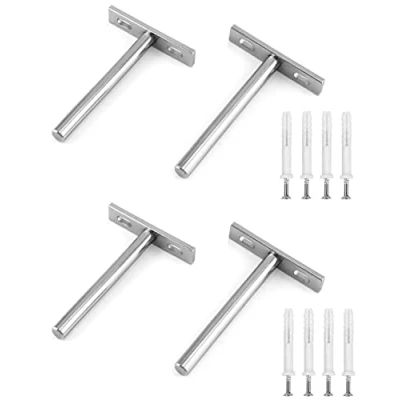 Imagen de QWORK 4 Piezas Soportes de Estantería Flotante Invisible 100mm Soporte Baldas Pared con Tornillos para Estanterías y Decoraciones