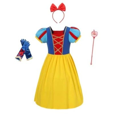 Imagen de Lito Angels Disfraz Vestido de Princesa Blancanieves Ropa Casual con Accesorios para Bebés Niñas Pequeñas Talla 12 18 meses, Amarillo