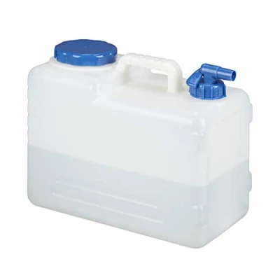 Imagen de Relaxdays Bidón, Purgador y Tapa de Rosca, Agua Potable, Sin BPA, 15 litros, Blanco, Transparente