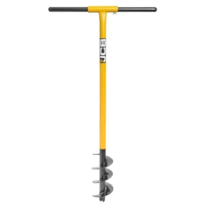 Imagen de JCB Barrena profesional para postes de valla 100 mm, acero tubular resistente, hoja x 250 agarre en T 500 mm ancho, rendimiento nivel superior