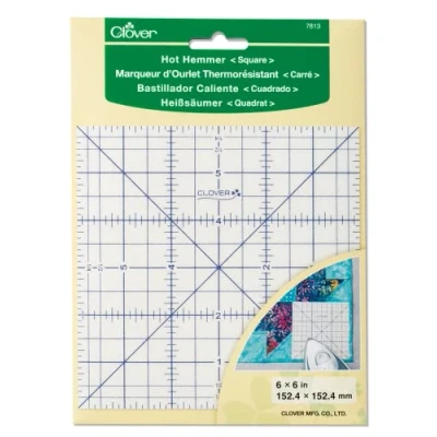 Imagen de Clover Dobladillo cuadrado caliente, regla resistente al calor para plancha seca y de vapor, bloques edredón, dobladillo, 6 x 152,4 mm, color blanco
