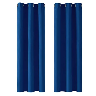 Imagen de Deconovo Cortinas de Dormitorio Opacas para Interiores, 2 Piezas, 183 cm Alto, térmicas aislantes Lisas con ollados, 107 x (Ancho Alto), Azul electrónico