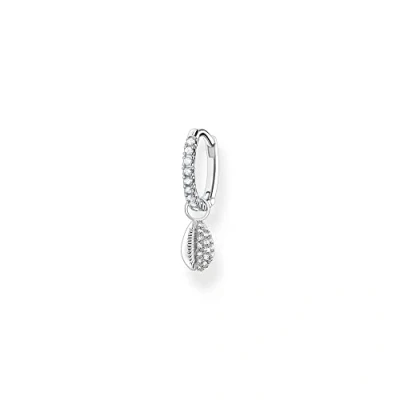 Imagen de THOMAS SABO Pendientes de aro para mujer con piedras blancas y concha Plata ley 925 CR697 051 14, talla única, ley, Circonia cúbica, Hoop Earrings Shell