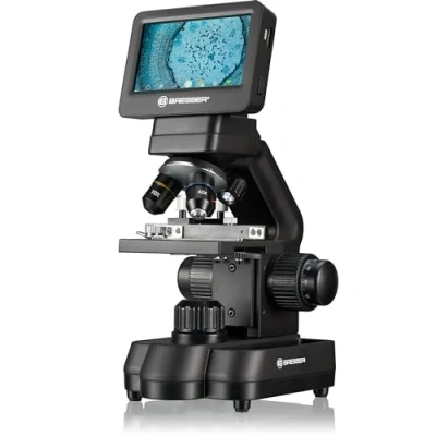 Imagen de Bresser Biolux Touch Microscopio LCD de 5 MP para Escuela y Hobby, con Mesa mecánica Cruzada, HDMI, USB SD, Negro
