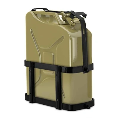 Imagen de Relaxdays Soporte para bidón de Gasolina, 10L &amp; 20L, Depósito Combustible, Marco, Metal, 1 Ud., Negro