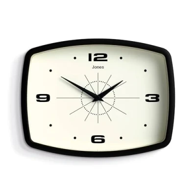 Imagen de JONES CLOCKS® Reloj de Pared Movie Retro Rectangular 25 cm Negro Estilo diseñador Fresco para Cocina, Sala Estar u Oficina
