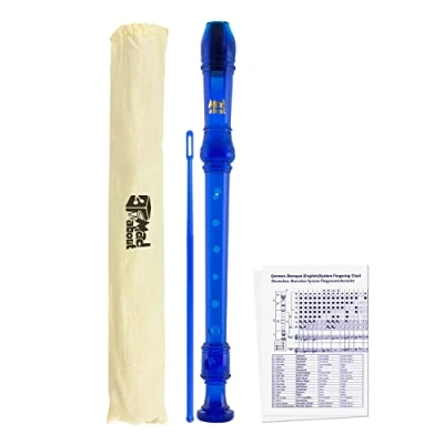 Imagen de Mad About REC02 Flauta dulce Soprano para escuela con bolsa, varilla de limpieza y tabla digitación Azul