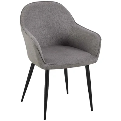 Imagen de CLP Silla de Comedor Boise tapizada en Tela con Base Metal I Butaca salón Moderna reposabrazos &amp; Respaldo, Color:Gris Oscuro