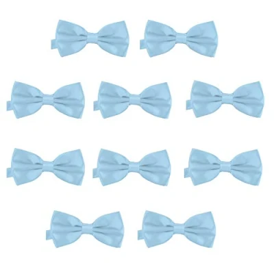 Imagen de DonDon Set de 10 Pajarita para hombre 12 x 6 cm ajustable y lista usar Azul claro