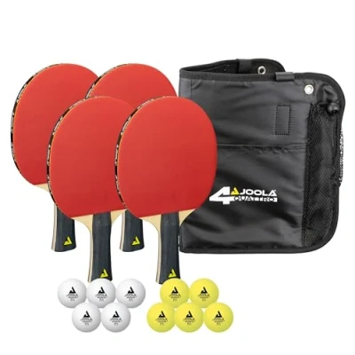 Imagen de JOOLA Family Juego de Tenis Mesa con 4 Raquetas Ping Pong, Pelotas Pong y Bolsa Transporte