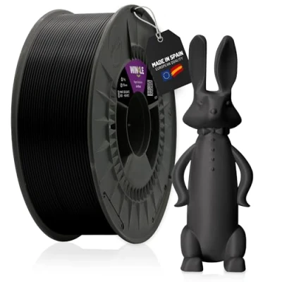 Imagen de WINKLE Filamento PETG Negro Azabache Impresora 3D 1,75mm 1kg Compatible con Mayoría Impresoras Precisión Dimensional Bobina