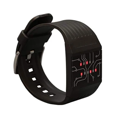 Imagen de getDigital 7235 Reloj Digital que Marca la Hora en Modo Binario para Profis, con Luces LED, Negro