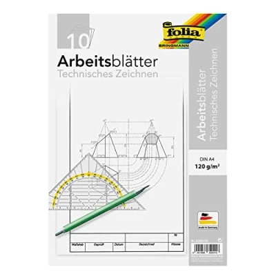 Imagen de folia 8204/10 Papel de dibujo, bloc hojas trabajo para dibujo técnico, DIN A4, 10 hojas, 120 g/m², color blanco, con preimpresión
