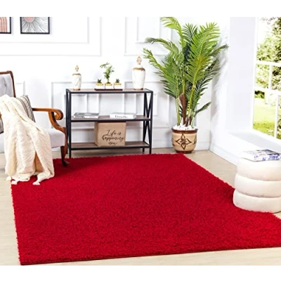 Imagen de Surya Home Alfombra lanuda Moderna para Sala de Estar, Comedor, Suave y Dormitorio, Abstracta esponjosa, Pelo Felpa fácil Cuidado, Grande, 100 x 200 cm,