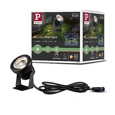 Imagen de Paulmann 94559 Plug &amp; Shine LED luz exterior Foco para estanque IP68 incl. 1x5 W regulable Blanco cálido Negro Aluminio 3000 K