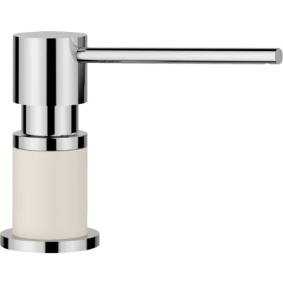 Imagen de BLANCO Lato dispensador de detergente en Color blanco/Cromo Suave, Apto para Todos los grifos Cocina BLANCO, fácil llenar Desde Arriba, jabón, Requiere Orificio 35 mm,