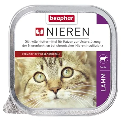 Imagen de beaphar Dieta renal para Gatos Alimentos dietéticos Contenido reducido de fósforo con valioso Aceite salmón apoyar la función gourmets 1 x 100 g Cordero