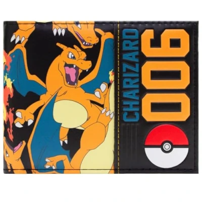 Imagen de Charizard Fuego Llameante 006 Pokeball Billetera/Cartera Bi Fold Porta ID &amp; Tarjetero, Naranja