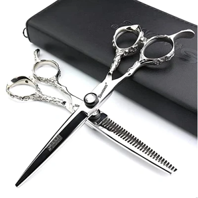 Imagen de AXEMOORE Porfessional Tijeras de peluquería para zurdos, acero inoxidable, 15 cm, mujeres y hombres