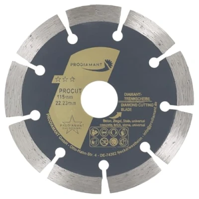 Imagen de PRODIAMANT Disco de corte diamante universal 115 x 22,2 mm hormigón, piedra, ladrillo 115mm segmento 10mm