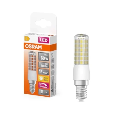 Imagen de OSRAM LED Superstar Special T SLIM, lámpara especial delgada regulable, casquillo E14, blanco cálido (2700K), Sustitución de la convencional 60W, paquete 1