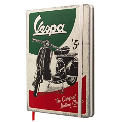 Imagen de Nostalgic Art Cuaderno retro punteado, Vespa Italian Classic Idea de regalo para amantes as scooters, Bullet Journal dotted, Diseño vintage, A5