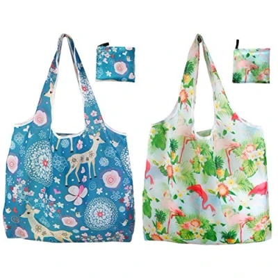 Imagen de BOBOZHONG Bolsas de Compras Reutilizables,2PCS comestibles Reutilizables Lavables Grandes Plegables ecológicas para Uso Diario Almacenamiento