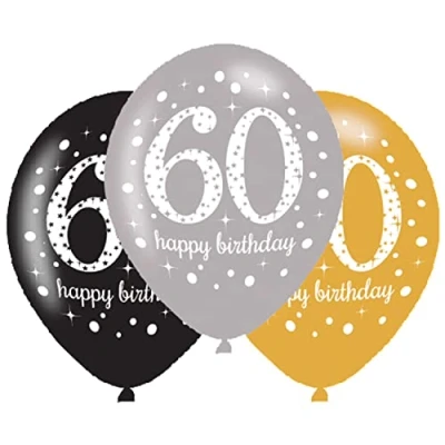 Imagen de Amscan 9900741 Globos de Latex Edad 60, 27.5 cm, Pack da 6