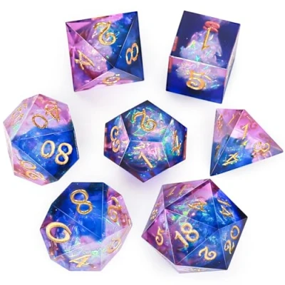 Imagen de OriCraft Pink Magic Dice Juego de Dados DND Mazmorras y Dragones rol poliédrico Underwater World D20 Magical 7 Piezas Halloween Esquinas afiladas