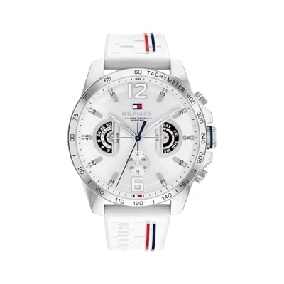 Imagen de Tommy Hilfiger Reloj Analógico de Cuarzo multifunción para hombre con Correa en silicona Blanco 1710676