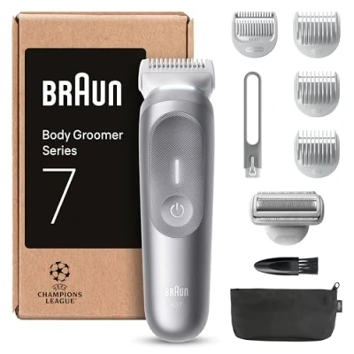 Imagen de Braun Recortadora Corporal Series 7 BG7555, +8 Accesorios De Rasurado, Con Smartlight &amp; SkinGuard, 100 Min Autonomía, Suave En Áreas Sensibles, Recorta Afeita, Resistente Al Agua, Gris