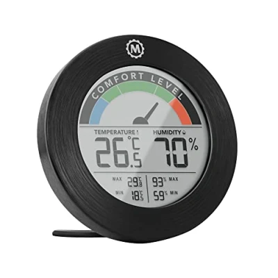 Imagen de Marathon Austin Termómetro e higrómetro inalámbrico para interiores, lee la temperatura interior y humedad, indicador de comodidad, graba el día mín. máximo formato compacto