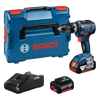 Imagen de Bosch Professional 18V System GSB 55 Taladro percutor a batería (Brushless, Nm, 2 baterías x 4.0 Ah, en L BOXX)