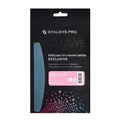 Imagen de Staleks Pro Exclusive, Recambios Lima Uñas Profesional, Desechable Adhesiva, Base Sólida Media Luna, Metal MBE 40, Grano 180, 50 unidades, DFEX 42 180
