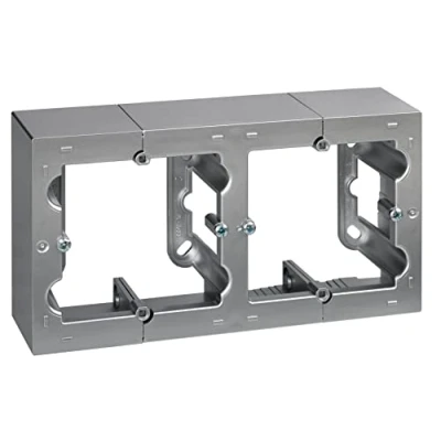 Imagen de Simon Caja de Superficie Doble, Base Enchufe para Empotrar, Serie 10, Apta Interiores (IP20), Fácil Instalar, Dos Elementos, Color Aluminio