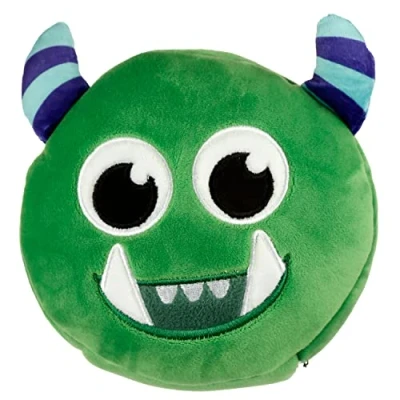 Imagen de Puckator Coussin de Voyage Relaxeazzz Peluché 2 en 1 Avec Masque Yeux Monstarz Monstre Vert Cojines, Algodón, Multicolor, único