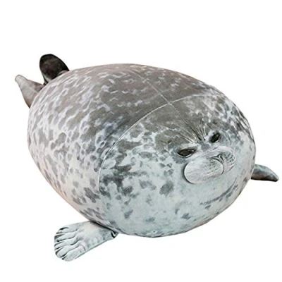 Imagen de OUKEYI Bonita almohada de foca, algodón peluche, juguete animales peluche del océano, para abrazar (15 pulgadas)
